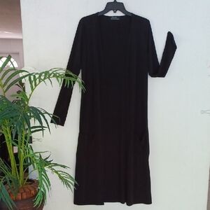 Black Long Sleeve Maxi Cartigan, SM